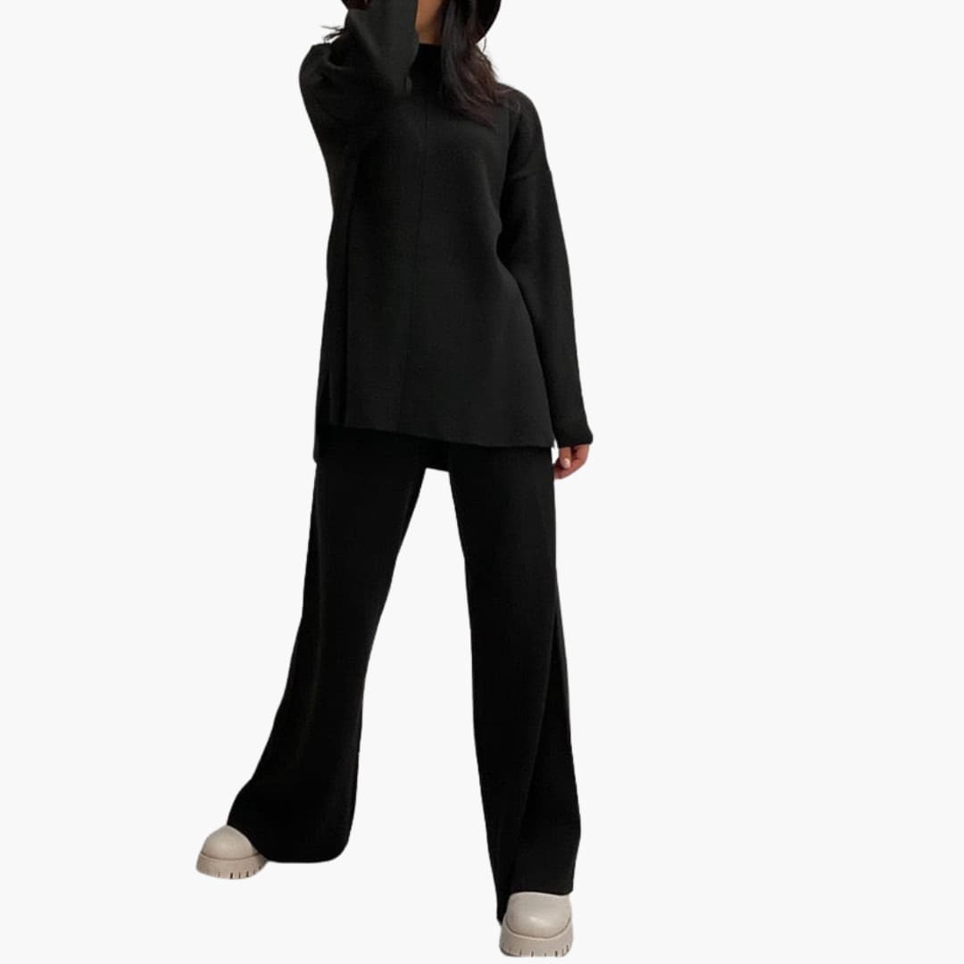 Damen Loungewear Set mit Pullover und weitem Bein Hosen