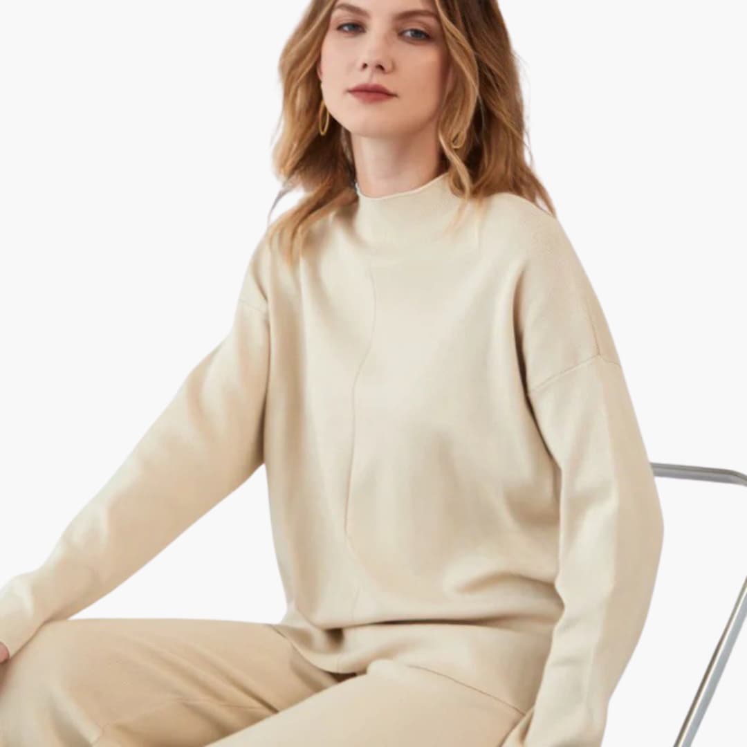 Damen Loungewear Set mit Pullover und weitem Bein Hosen