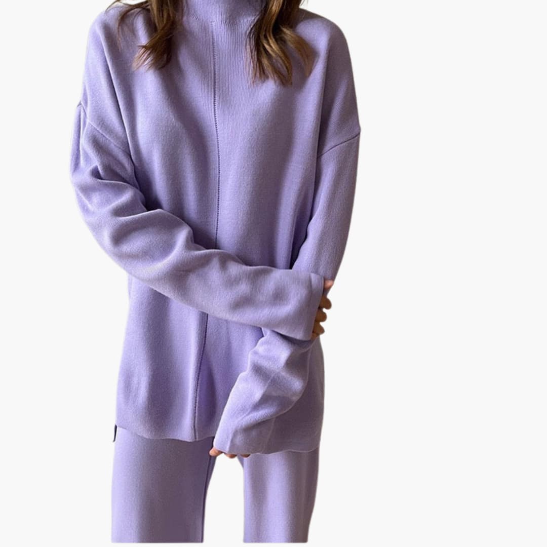Damen Loungewear Set mit Pullover und weitem Bein Hosen
