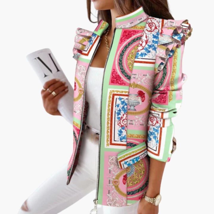 Damen Muster Jacke mit Reißverschluss