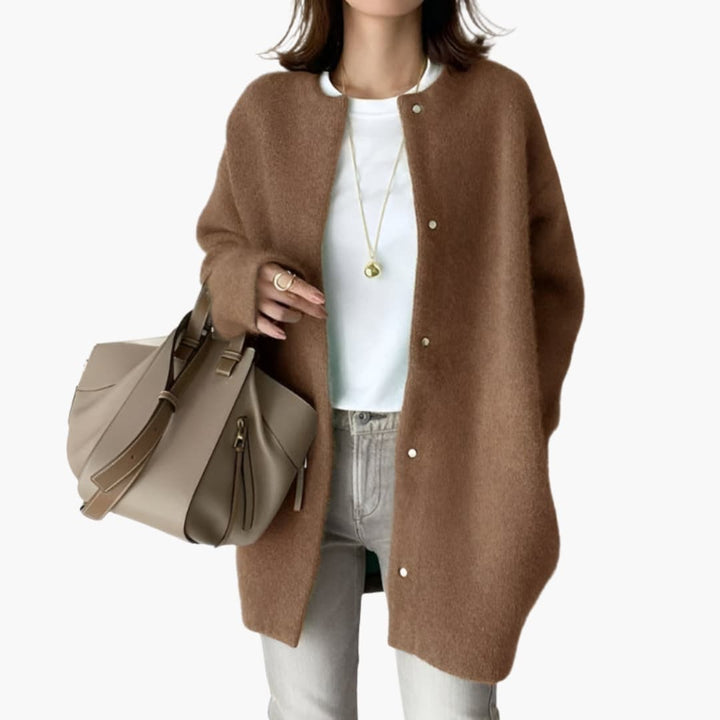Damen Oversize Strickjacke mit langen Ärmeln