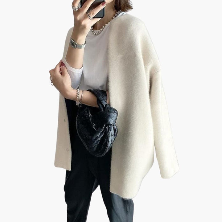 Damen Oversize Strickjacke mit langen Ärmeln