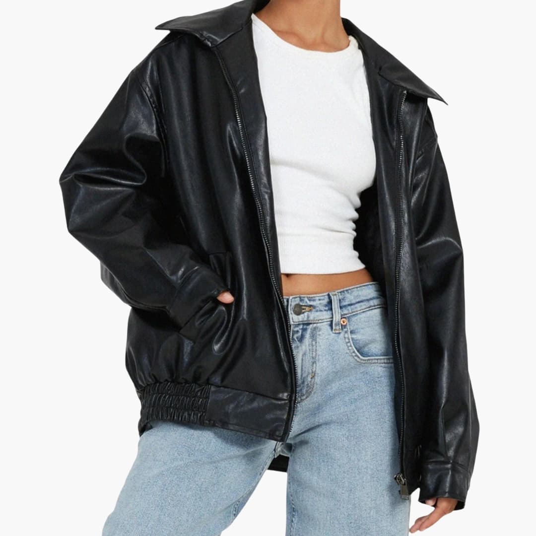Damen Oversize Jacke mit weitem Kragen