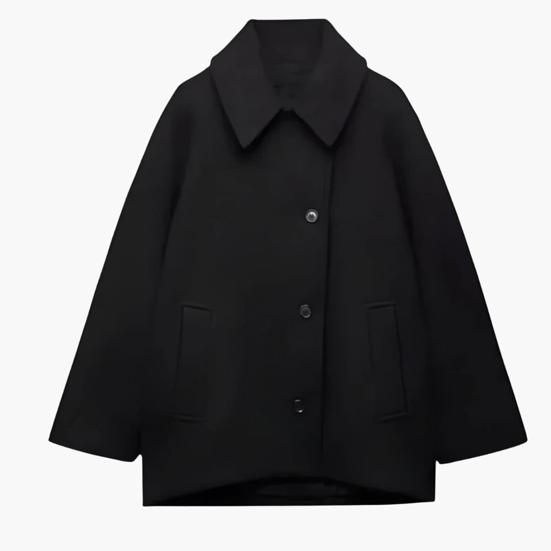 Damen Oversize Mantel mit Reverskragen und Knopfverschluss