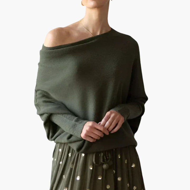 Damen Oversize Pullover mit weitem Ausschnitt