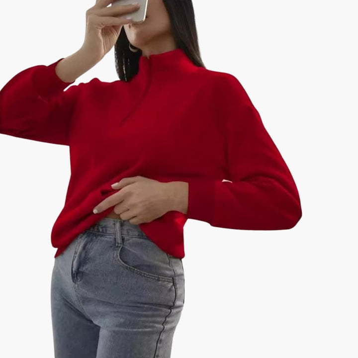Damen Pullover mit Halbzipp und Kängurutasche