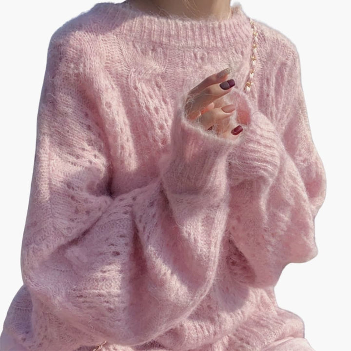 Damen Pullover mit Lochstrick Oberfläche