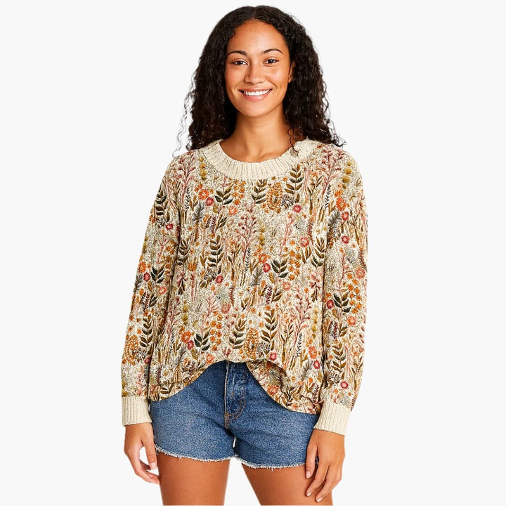 Damen Pullover mit Rundhalsausschnitt und Rippbündchen