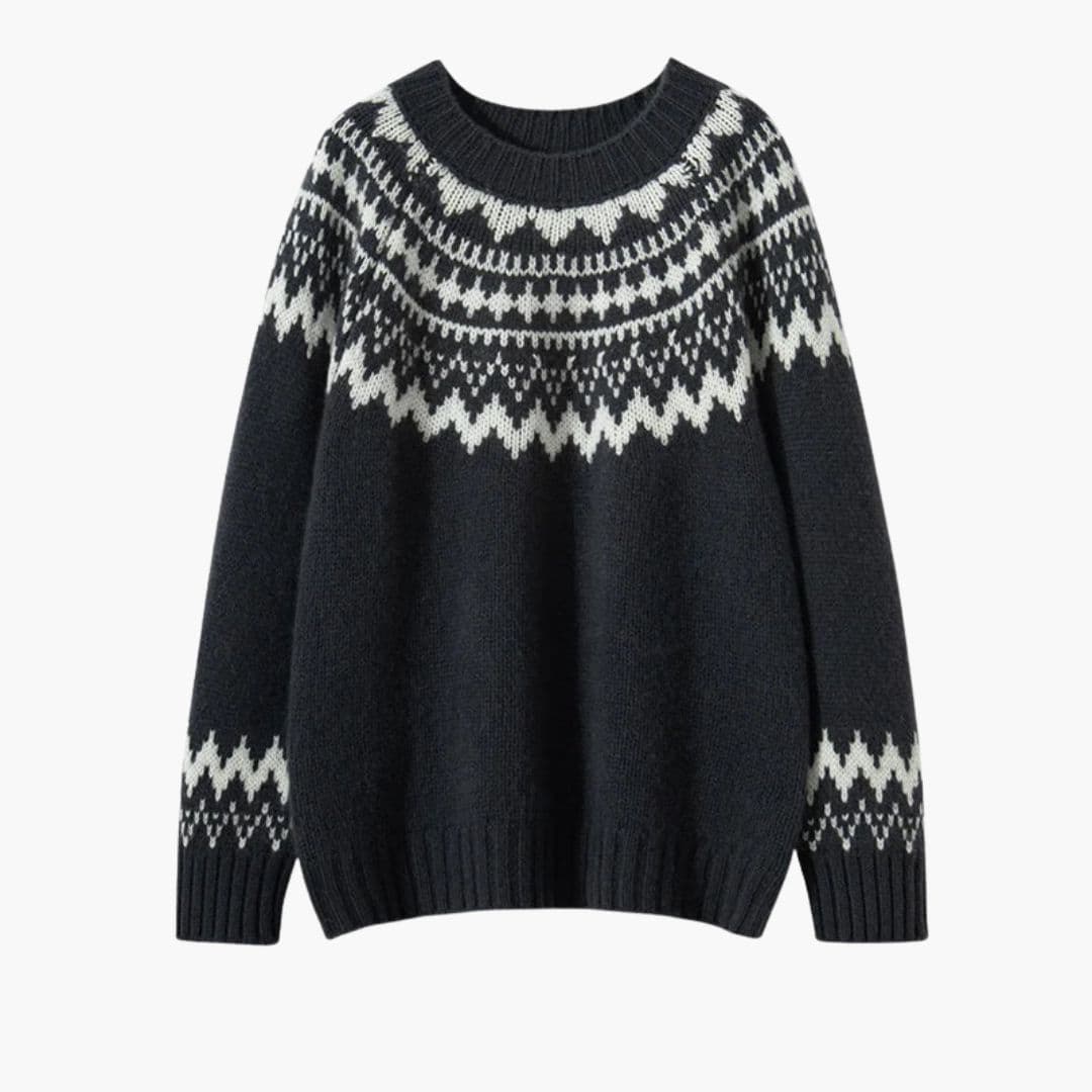 Damen Pullover mit Rundhalsausschnitt und Strickmuster