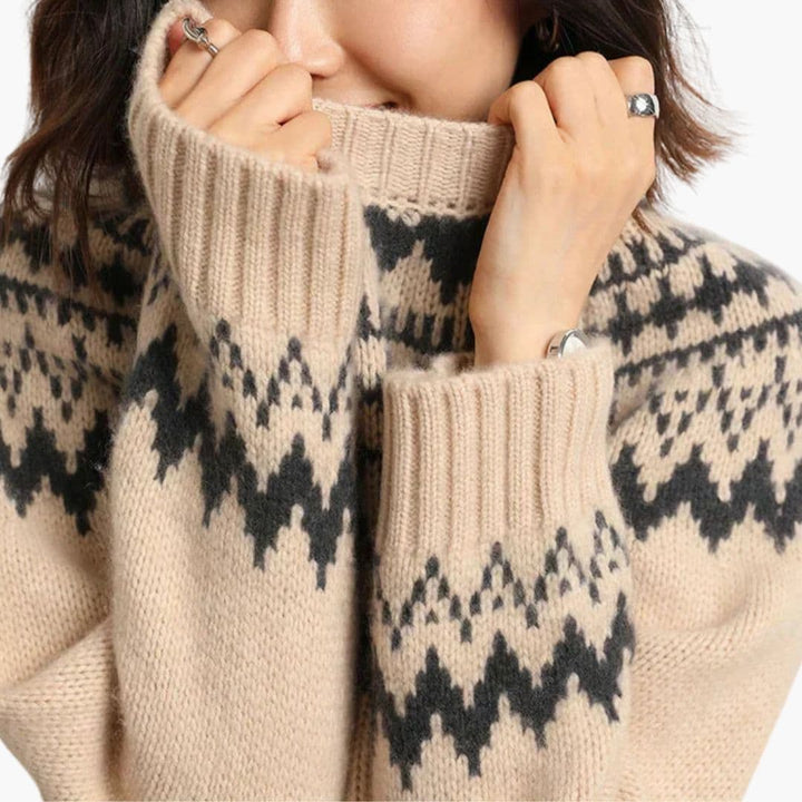 Damen Pullover mit Rundhalsausschnitt und Strickmuster