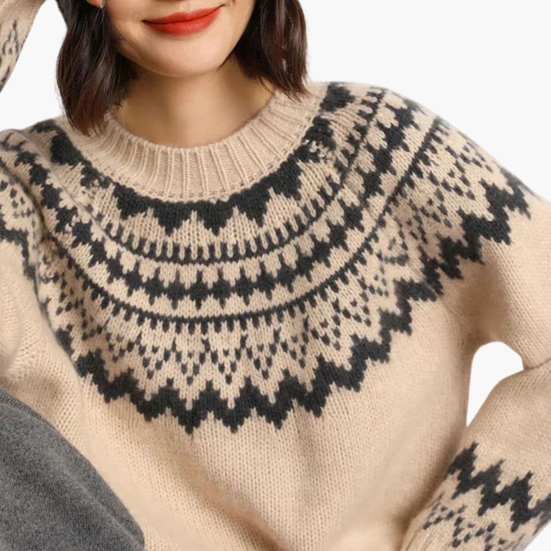 Damen Pullover mit Rundhalsausschnitt und Strickmuster