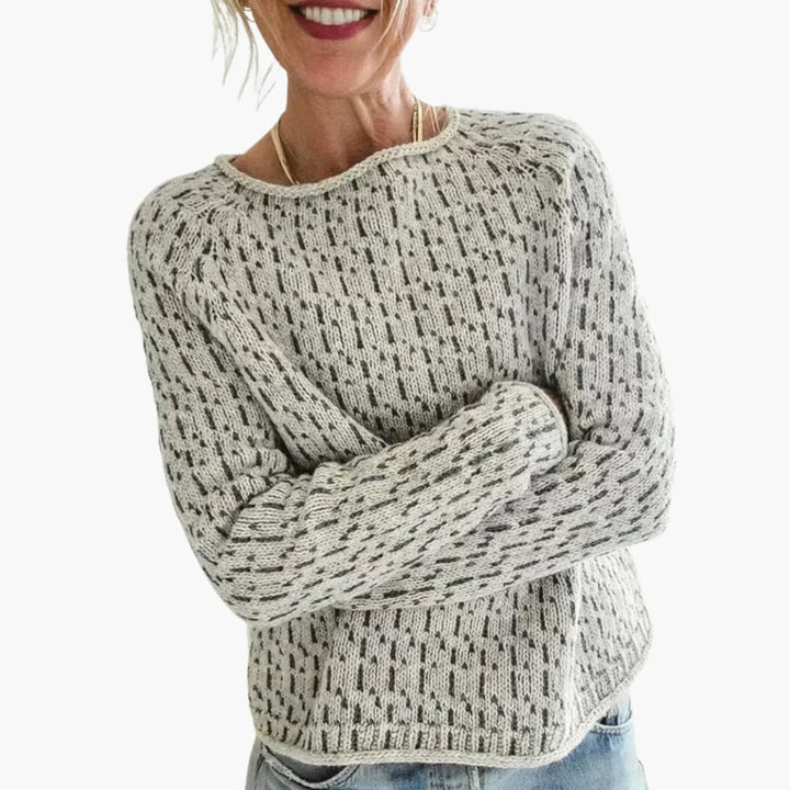Damen Pullover mit Rundhals und Streifenmuster