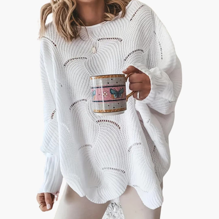 Damen Pullover mit Rundhals und weiter gerader Passform