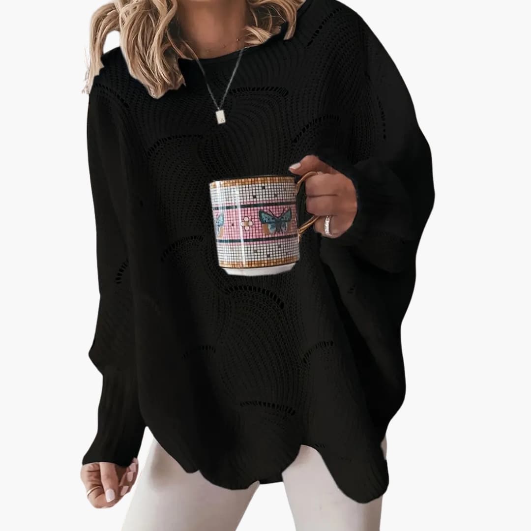 Damen Pullover mit Rundhals und weiter gerader Passform