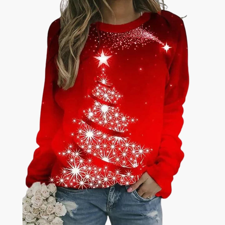 Damen Pullover mit festlichem Motiv und langen Ärmeln