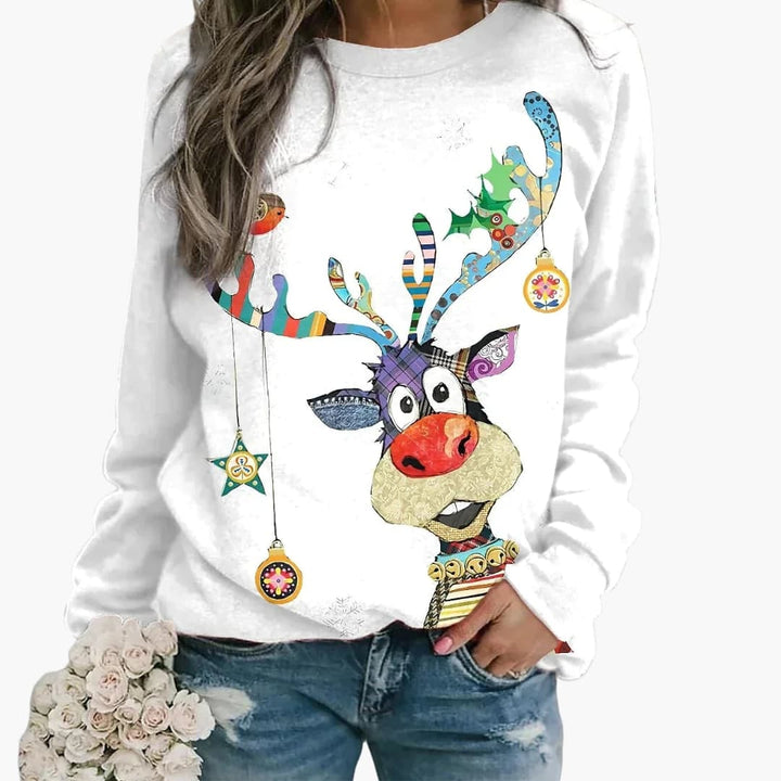 Damen Pullover mit festlichem Motiv und langen Ärmeln