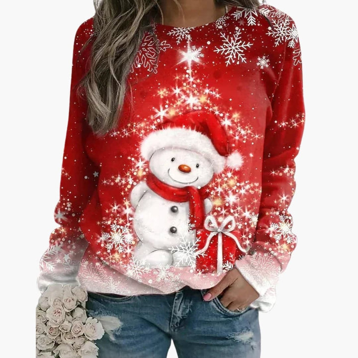 Damen Pullover mit festlichem Motiv und langen Ärmeln