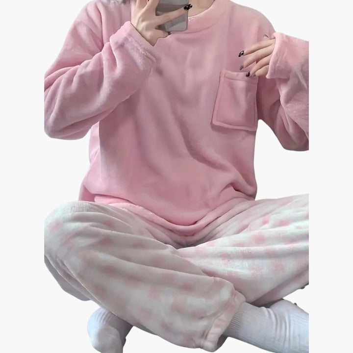 Damen Pyjama Set mit Langarmshirt und Hose