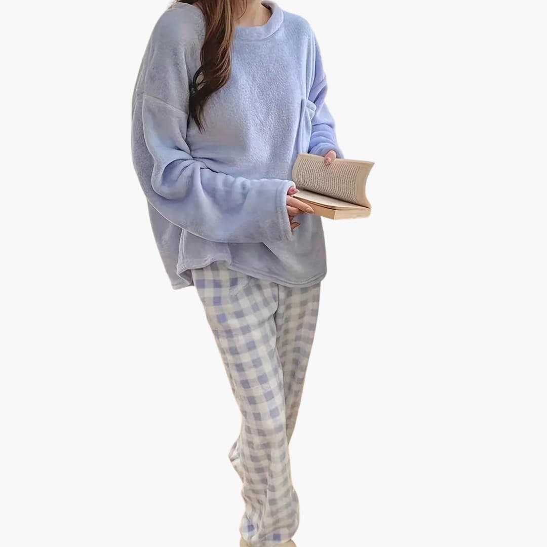 Damen Pyjama Set mit Langarmshirt und Hose