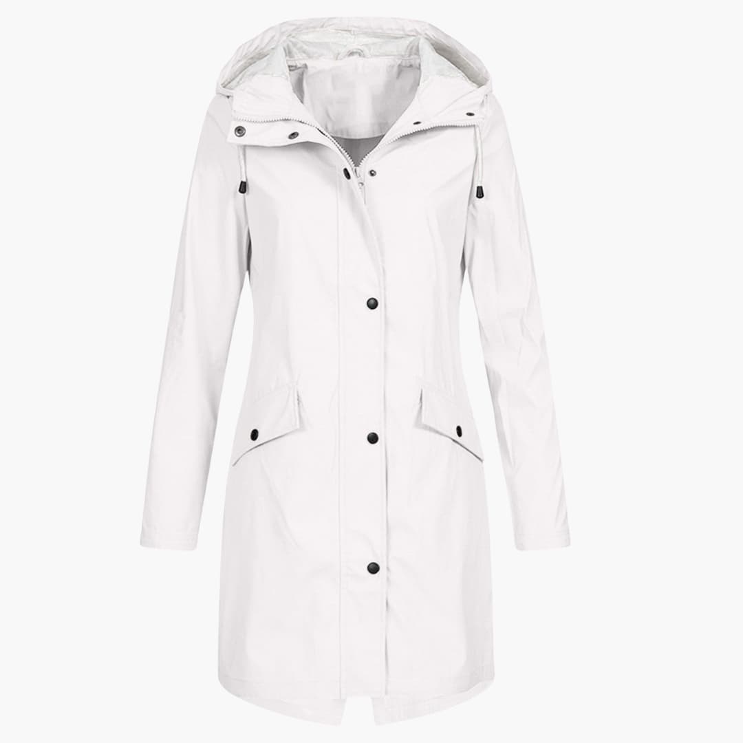 Damen Regenjacke mit Kapuze und Vordertaschen