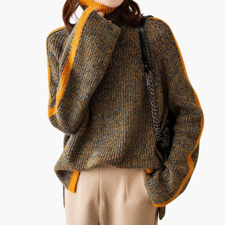 Damen Rollkragenpullover mit Streifen