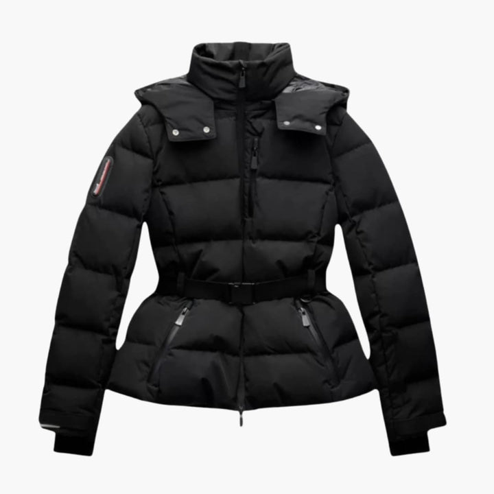 Damen Steppjacke mit Gürtel und hohem Kragen