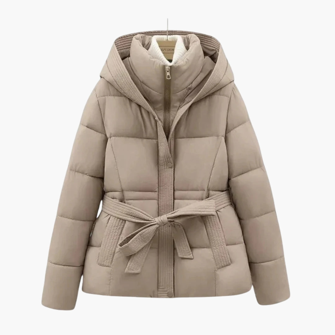 Damen Steppjacke mit Kapuze und Gürtel