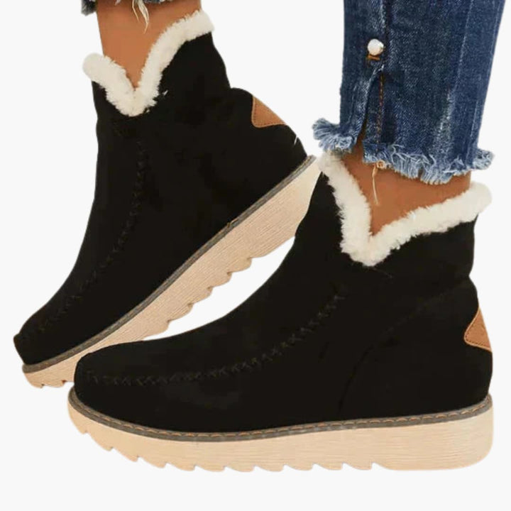 Damen Stiefeletten mit Plüschfutter und strukturierter Laufsohle