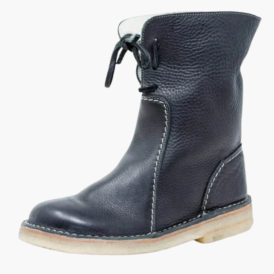 Damen Stiefel mittlere Schafthöhe mit Schnürverschluss und strukturierter Oberfläche