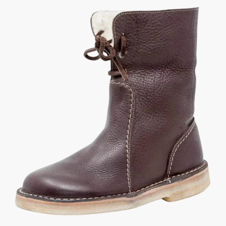 Damen Stiefel mittlere Schafthöhe mit Schnürverschluss und strukturierter Oberfläche
