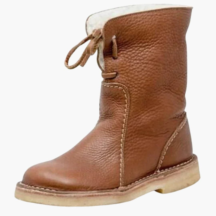 Damen Stiefel mittlere Schafthöhe mit Schnürverschluss und strukturierter Oberfläche