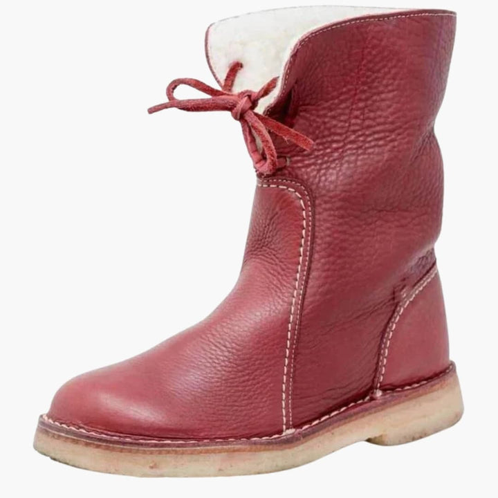 Damen Stiefel mittlere Schafthöhe mit Schnürverschluss und strukturierter Oberfläche