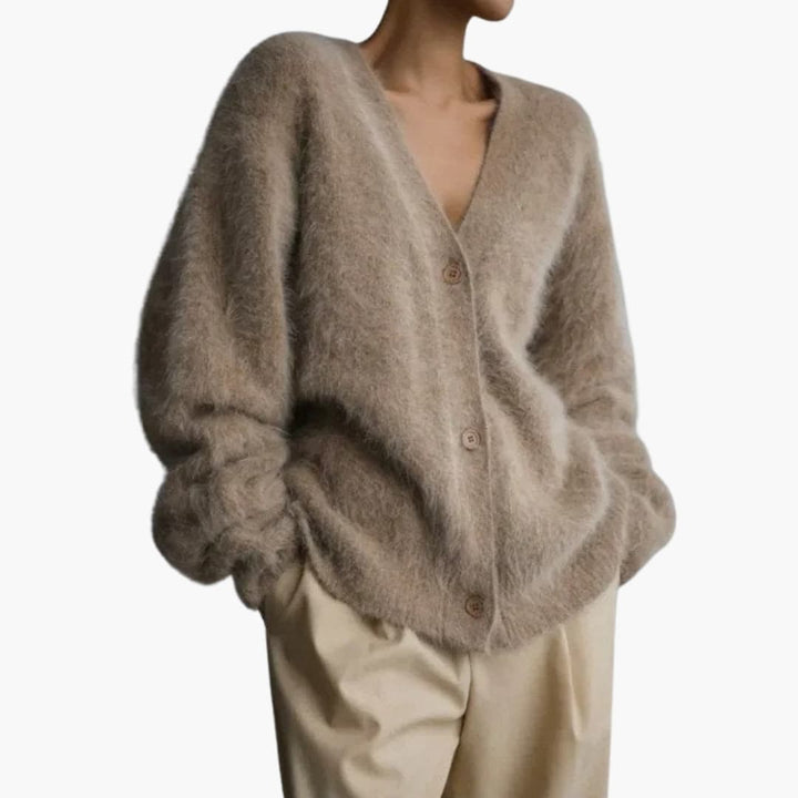 Damen Strickjacke mit Knopfleiste und langen Ärmeln