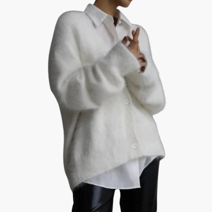 Damen Strickjacke mit Knopfleiste und langen Ärmeln