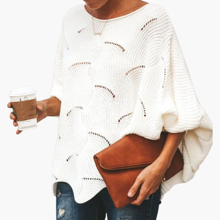 Damen Strickpullover mit Fledermausärmeln