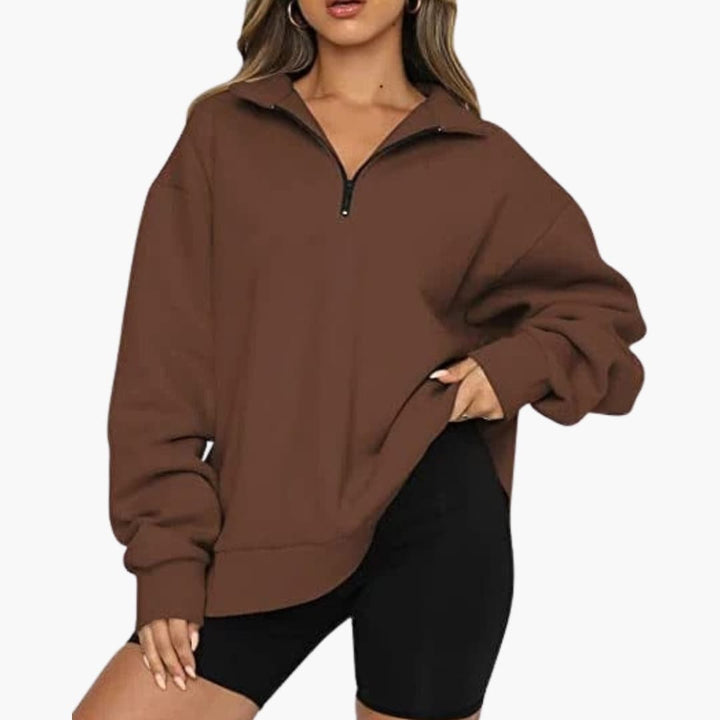 Damen Strickpullover mit Halbzipp