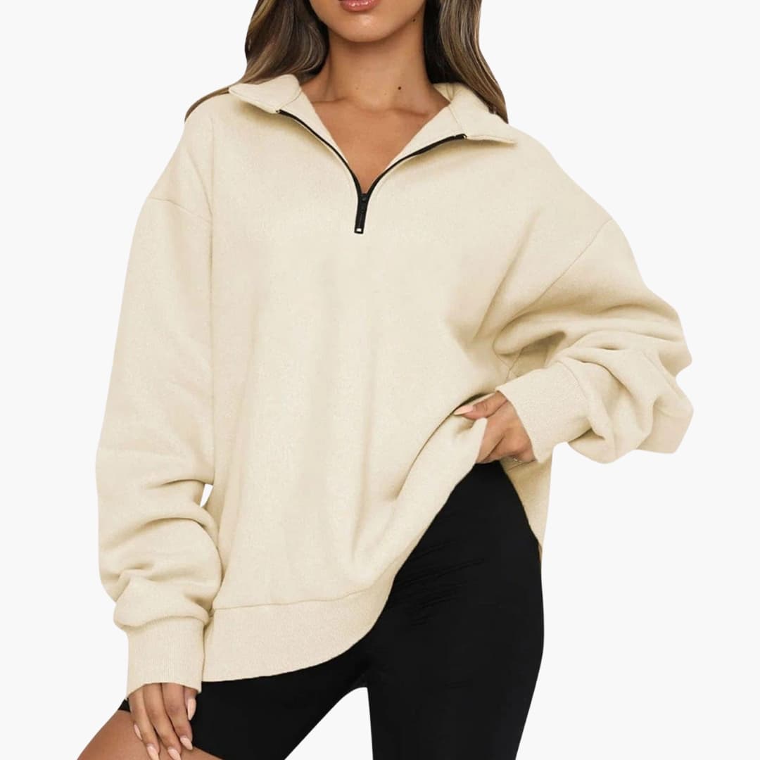 Damen Strickpullover mit Halbzipp