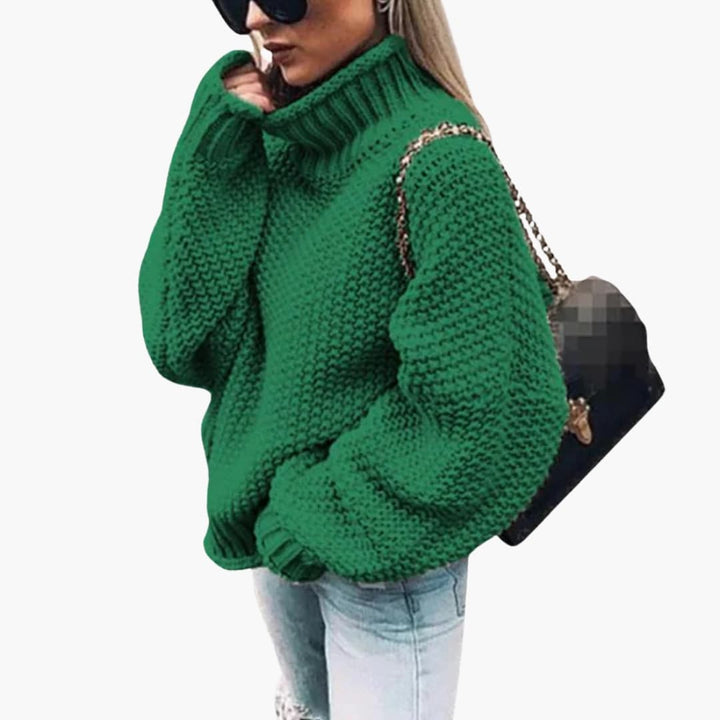 Damen Strickpullover mit Rollkragen und Rippstricksaum