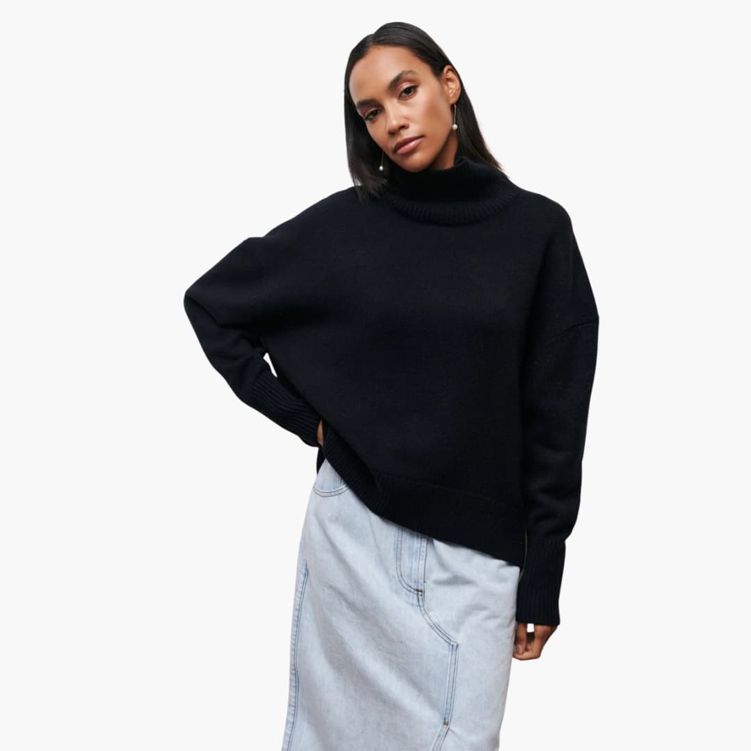 Damen Strickpullover mit Rundhalsausschnitt und Rippbündchen