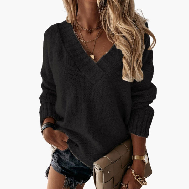 Damen Strickpullover mit V-Ausschnitt