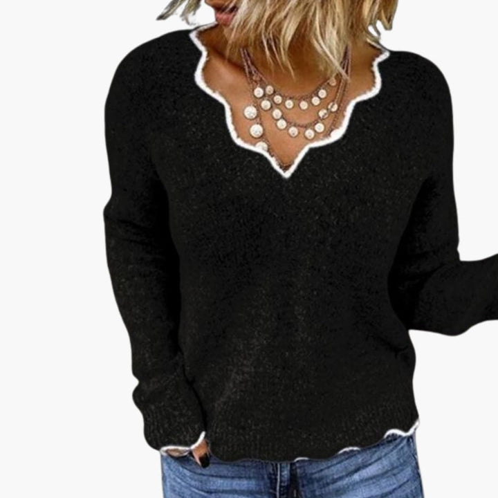 Damen Strickpullover mit Wellenkante