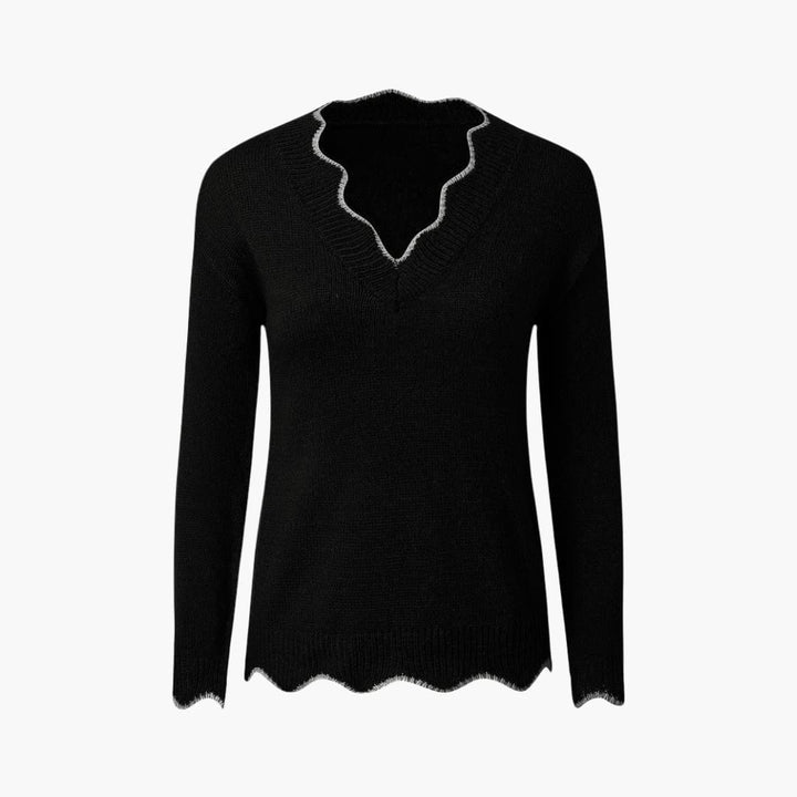Damen Strickpullover mit Wellenkante