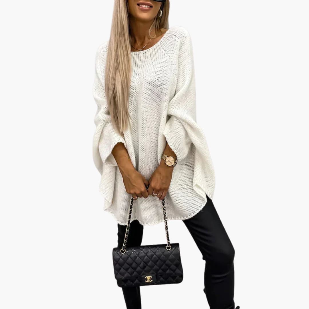Damen Strickpullover mit lockerem Schnitt und Rundhalsausschnitt