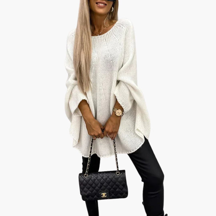Damen Strickpullover mit lockerem Schnitt und Rundhalsausschnitt