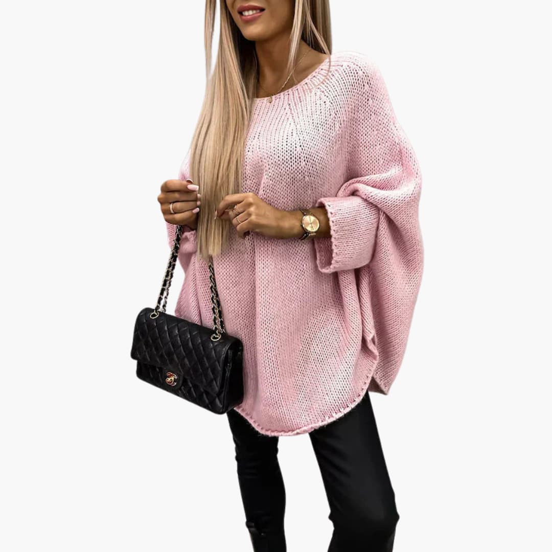 Damen Strickpullover mit lockerem Schnitt und Rundhalsausschnitt