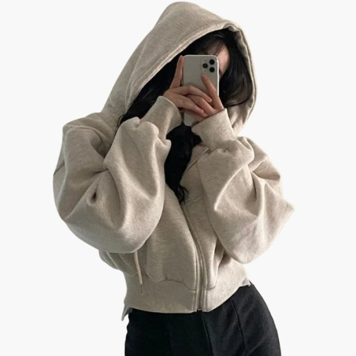 Damen Sweatshirt mit Kapuze und Reißverschluss