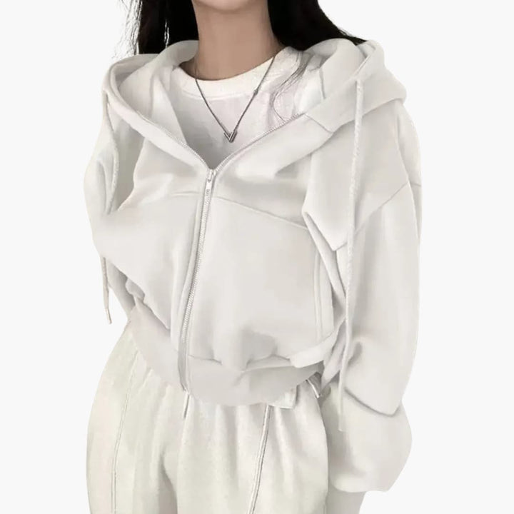 Damen Sweatshirt mit Kapuze und Reißverschluss