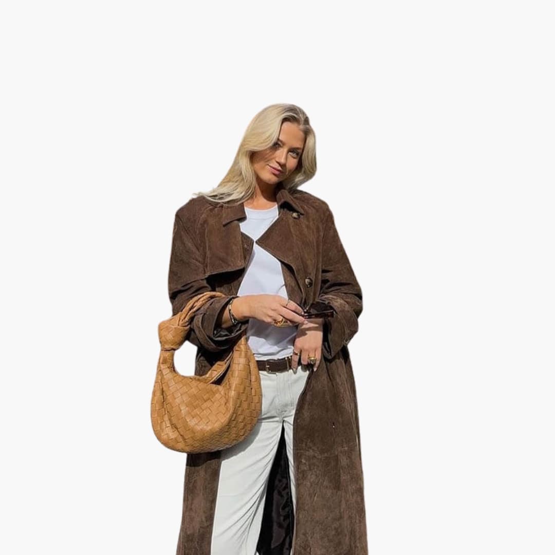 Damen Trenchcoat mit Reverskragen und Bindegürtel