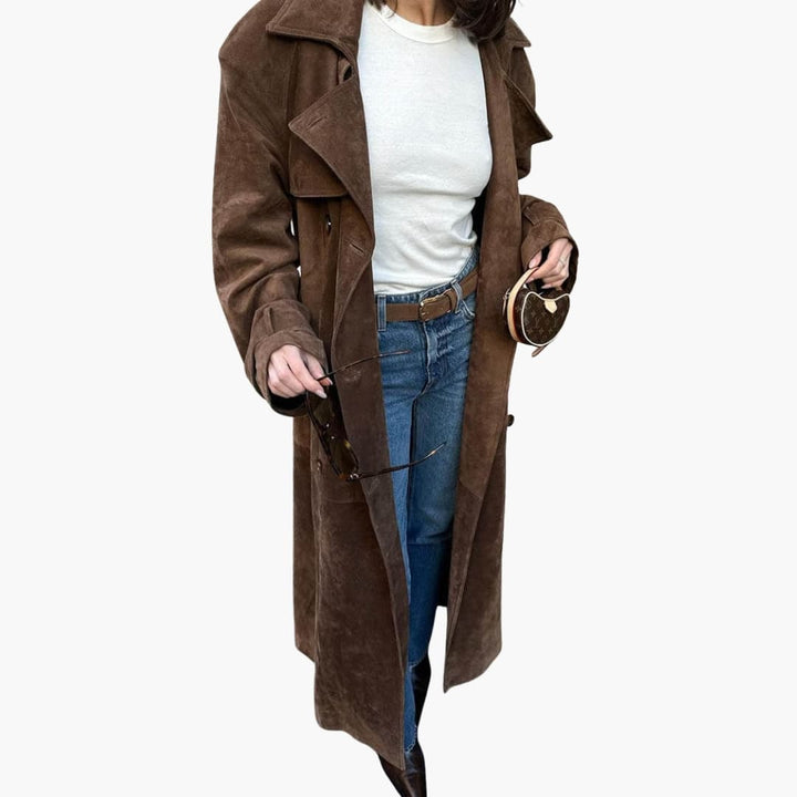 Damen Trenchcoat mit Reverskragen und Bindegürtel