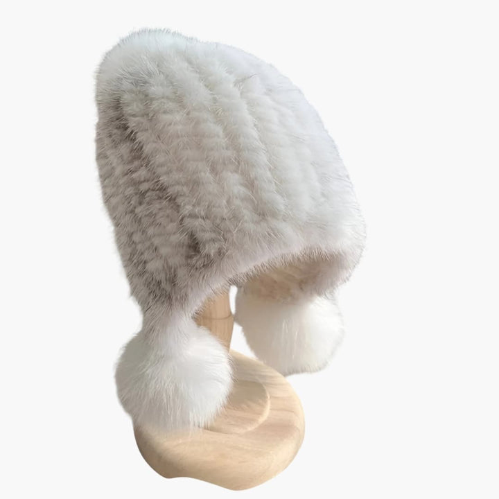 Damen Wintermütze mit Bommel und Gummiband